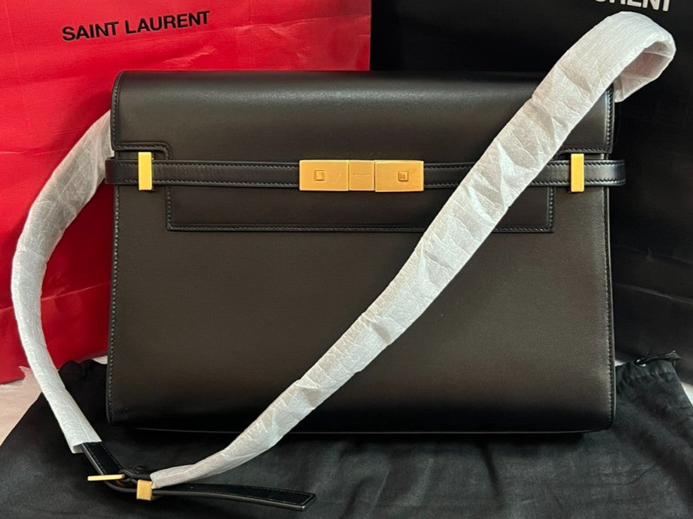 YSL Saint Laurent Manhattan Black Gold Shoulder bag Crossbody Almost Brand NEW