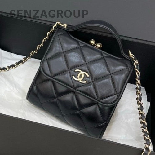 Chanel 22 Mini Calfskin Chain Shoulder Bag Crossbody Black Gold Women Classic