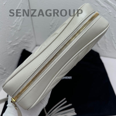 Saint Laurent White Gold Hardware Tassel Camera Crossbody Bag Women