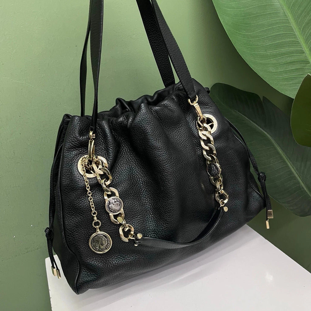 Bvlgari Ruched Tote Bag Black Top Handle Bag Shoulder Bag Women