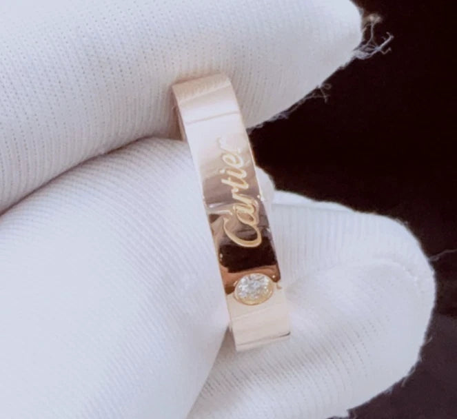 Cartier C DE Cartier 18k Rose Gold Band Ring with Diamond EU52/US6