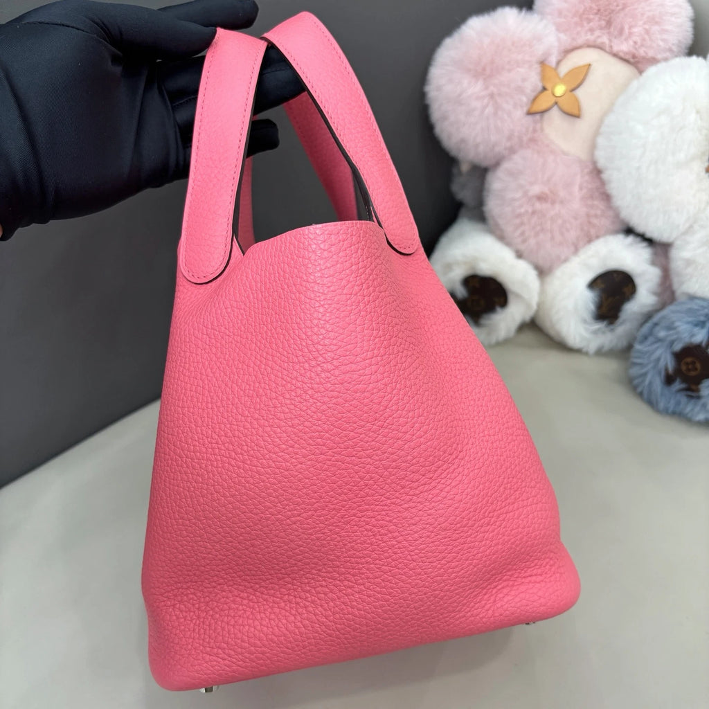 Hermes Picotin18 Top Handle Shoulder Bag Pink Silver Women Fashion Classic