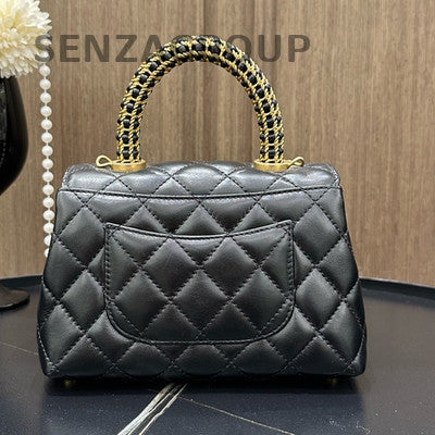 Chanel Coco Handle Mini Black Gold Calfskin Chain Crossbody Bag