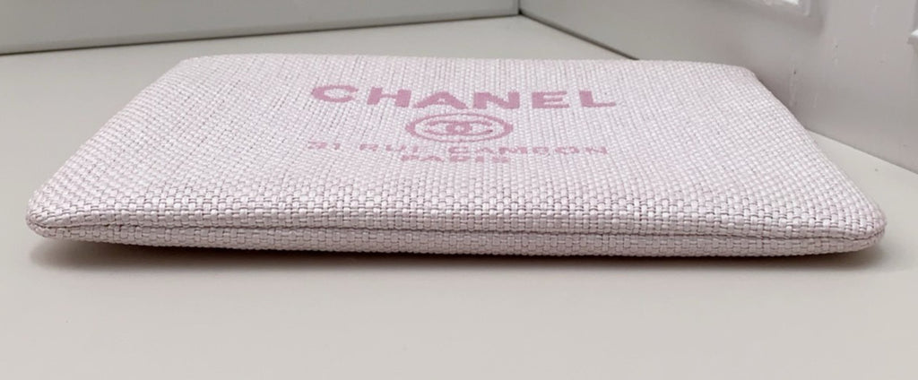 Clutch Chanel com zíper rosa usada designer clássico feminino-