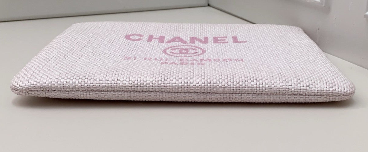 Clutch Chanel com zíper rosa usada designer clássico feminino-