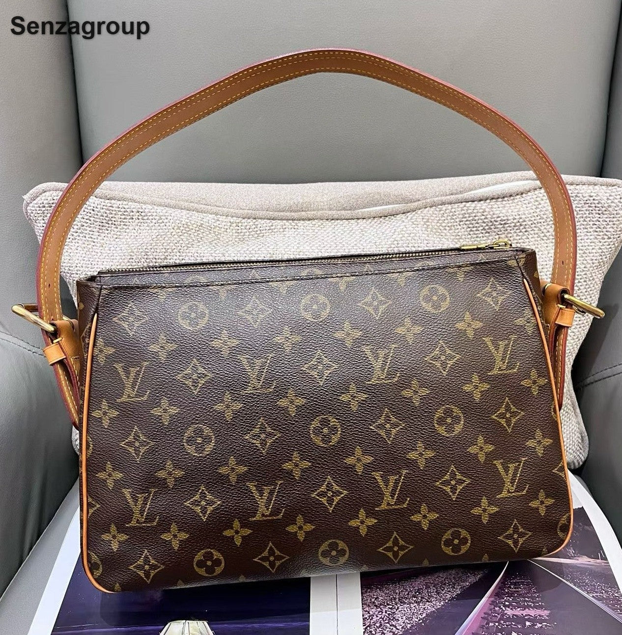 Louis Vuitton Viva Cite Monogram MM Shoulder Bag Brown Gold Women Classic