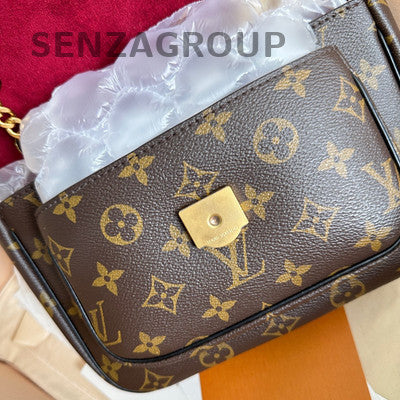 Louis Vuitton Passy Messenger Bag Monogram Chain Shoulder Crossbody Brown Gold