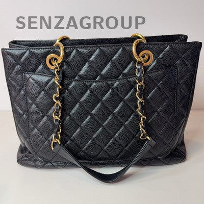 Chanel GST Black Gold Chain Shoulder Bag Quilted Classic Women