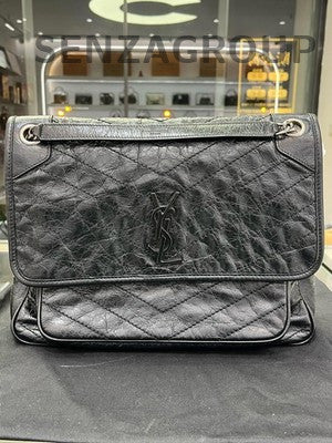 Saint Laurent Large Niki Black Silver Chain Shoulder Bag Classic Women