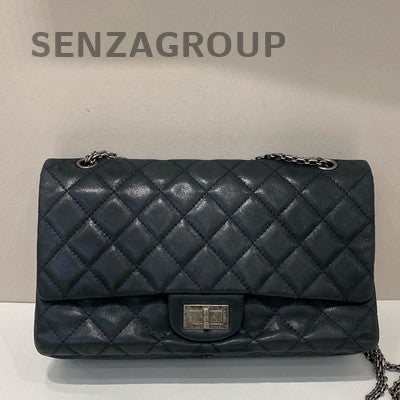 Chanel Classic Quilted Lambskin Chain Shoulder Bag Black Silver Hardware