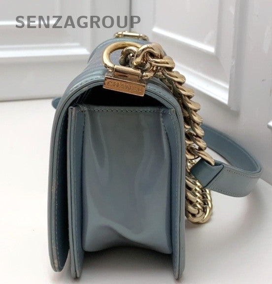 CHANEL Leboy Leather 2ways Shoulder Crossbody Bag Women Blue