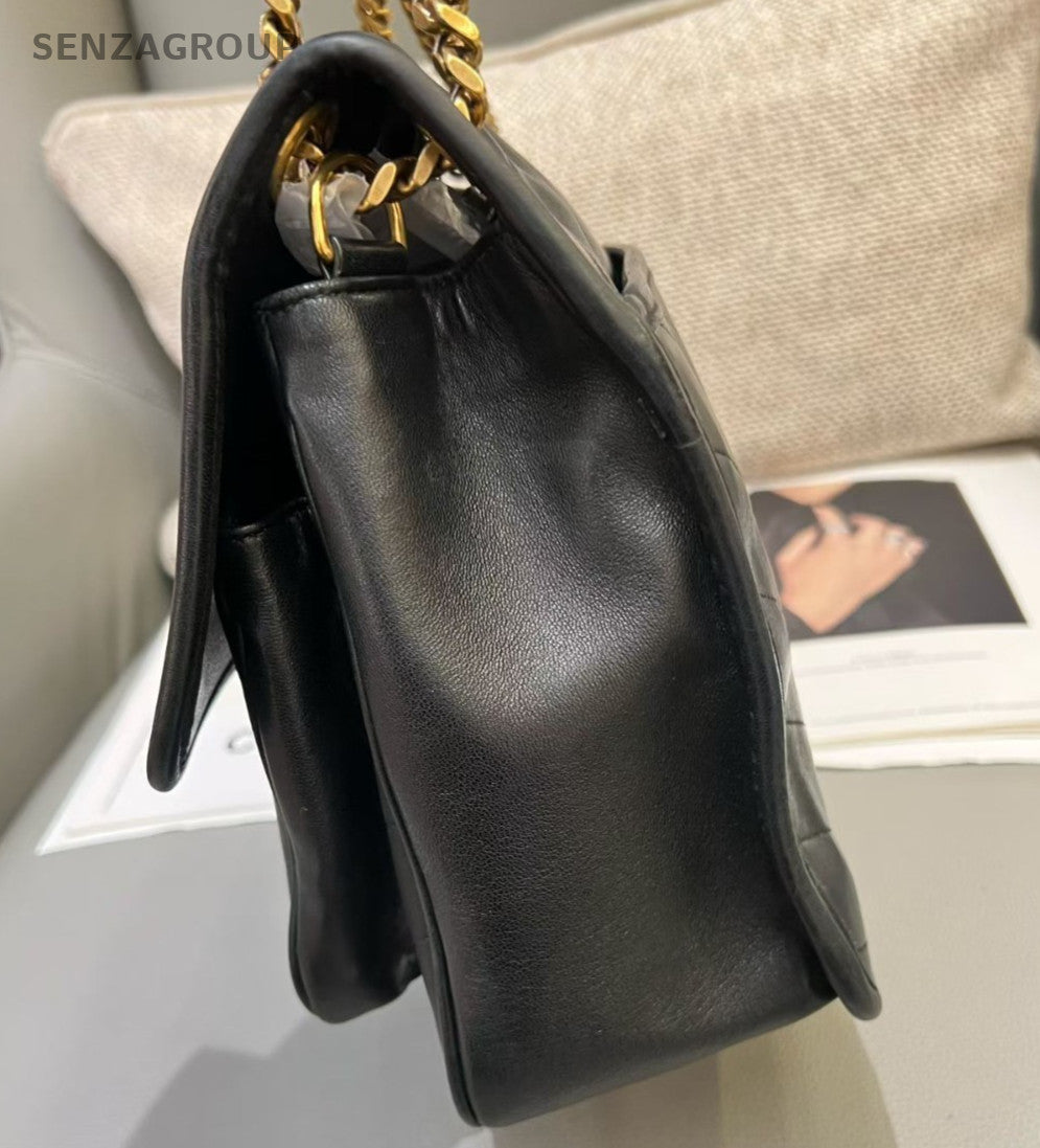 Saint Laurent Niki MM Chain Shoulder Bag Black Gold Used Women Classic Fashion