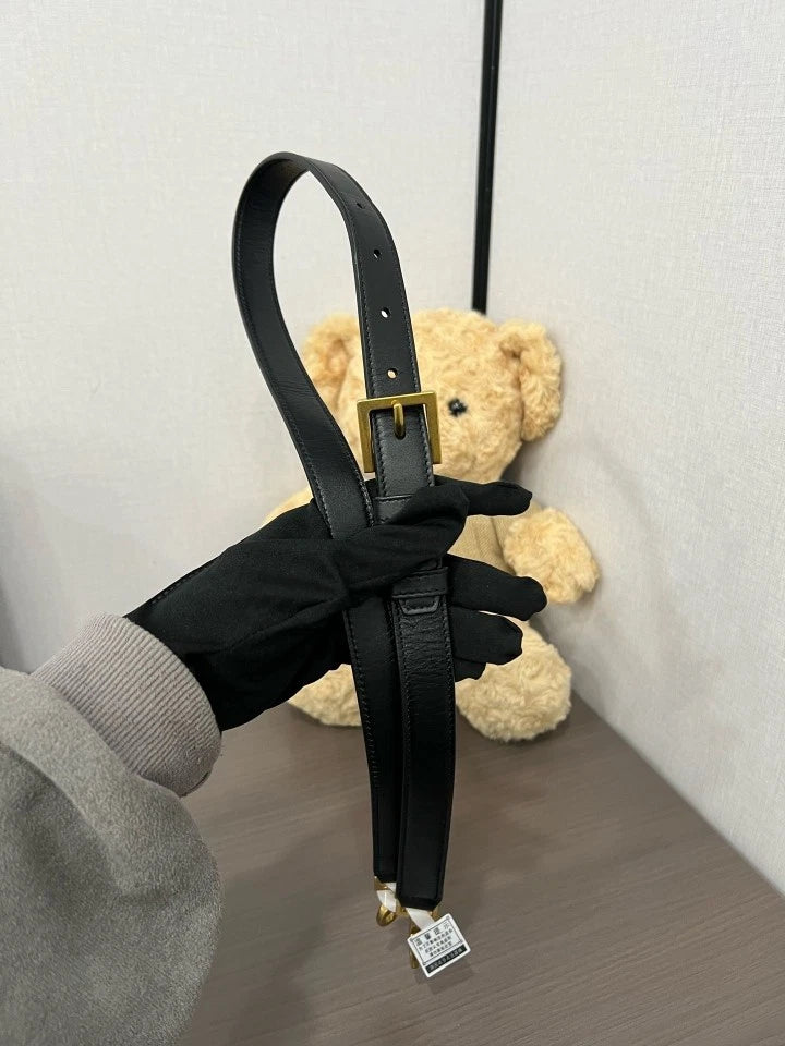 YSL Black Leather Large Bucket Bag For Women