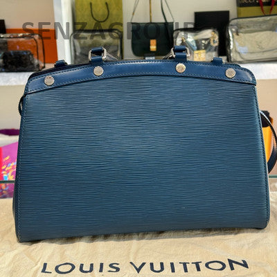 Louis Vuitton Brea Blue Epi Leather Medium Handbag Silver Hardware