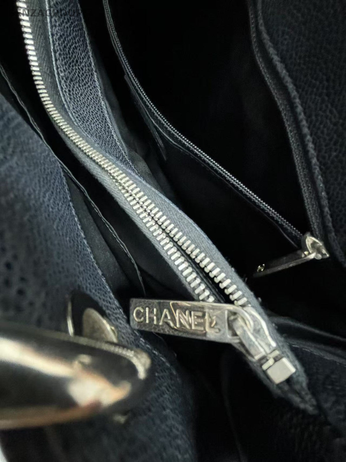 CHANEL Black Silver MatelasseChain GST  Shoulder Bag Tote