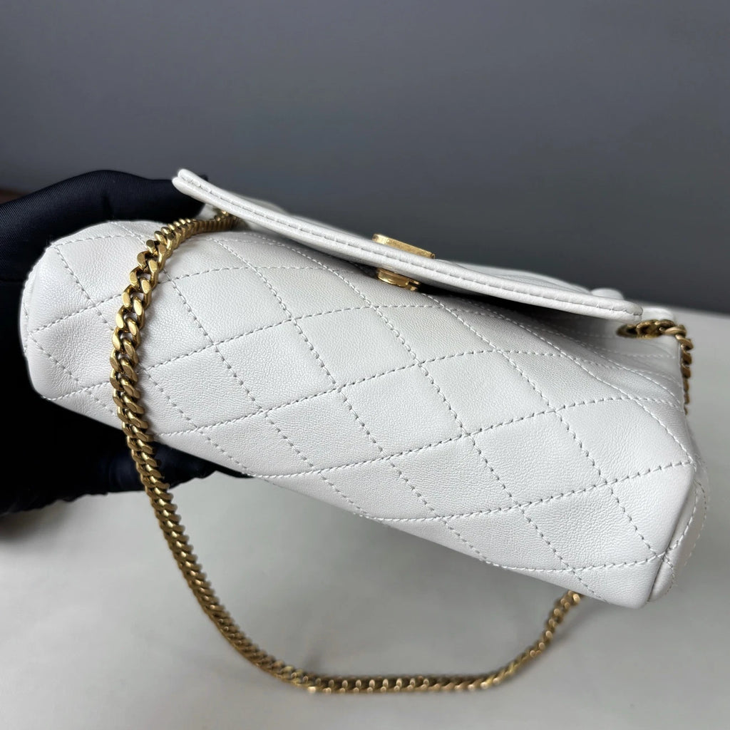 Authentic Saint Laurent Nolita Mini Gold Chain White Shoulder Bag Crossbody