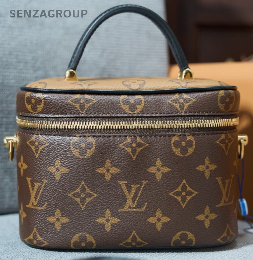 Louis Vuitton Monogram Top Handle Shoulder Bag Crossbody Brown Gold Women