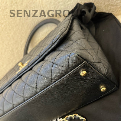 Chanel Coco Handle Medium Black Calfskin Classic Handbag Shoulder Bag Women