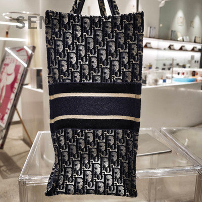 Dior Book Tote Bag Black Oblique Canvas Women's Classic Fashion Tote