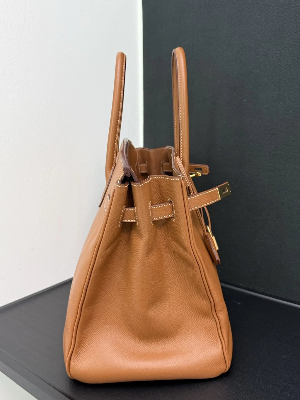 Hermes Birkin35 Epsom Leather Brown Gold Top Handle Bag Women Classic Fashion
