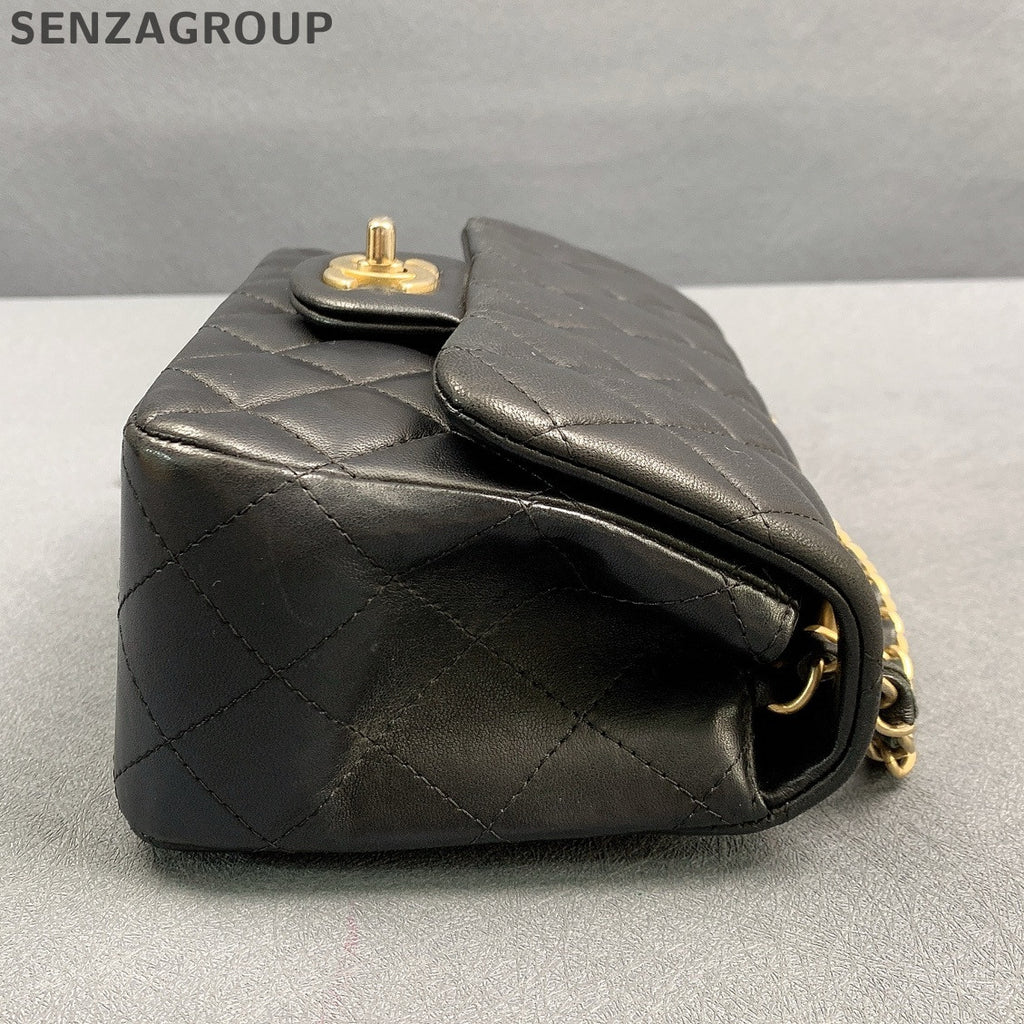 Chanel Classic Flap Black Gold Lambskin Chain Shoulder Crossbody Bag