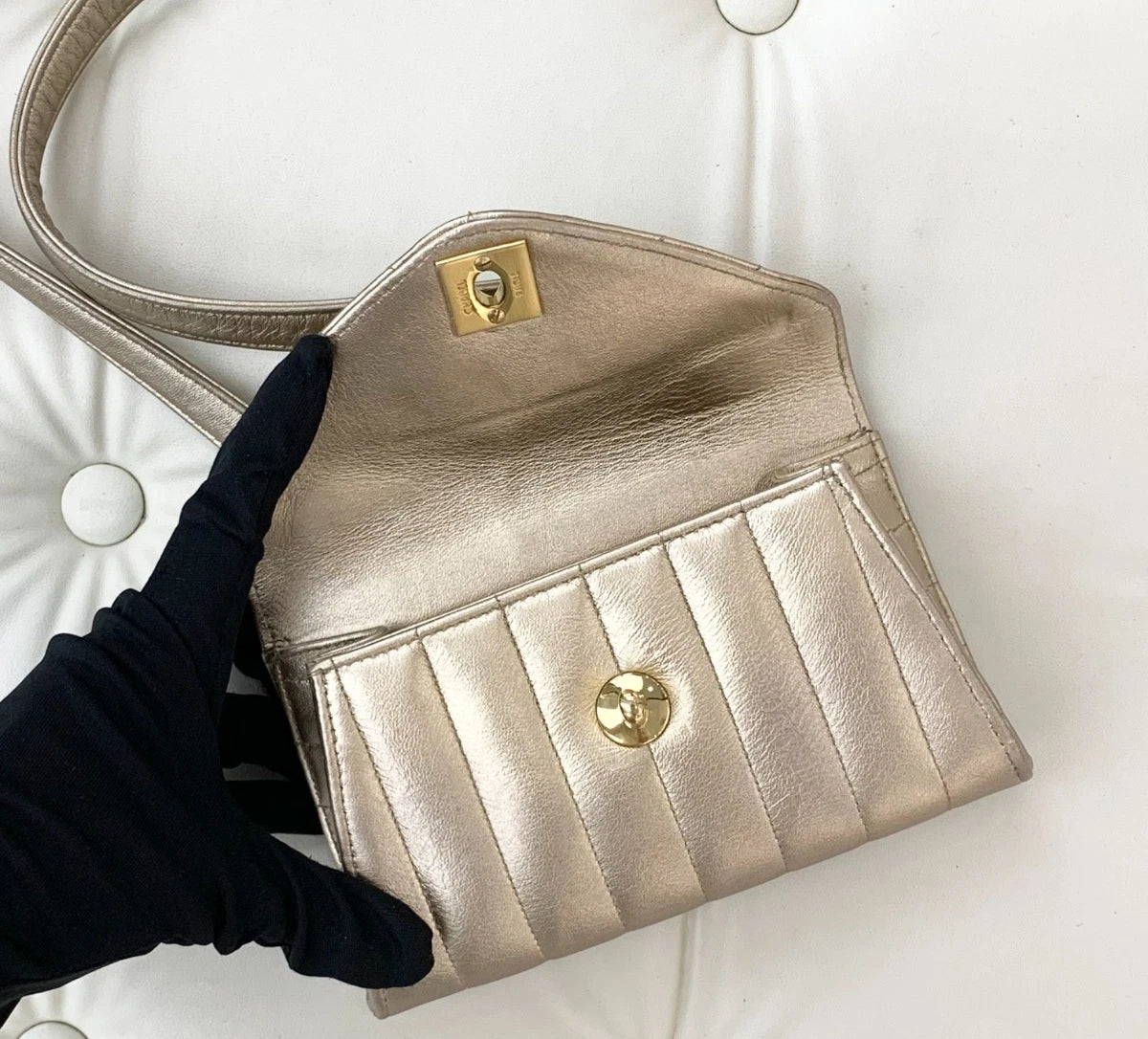 Chanel Lambskin Envelope Bag Gold Shoulder Bag Crossbody Bag Women Classic S