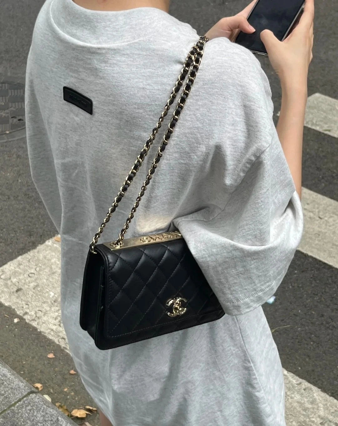 CHANEL Trendy CC Mini Black Leather Shoulder Bag For Women