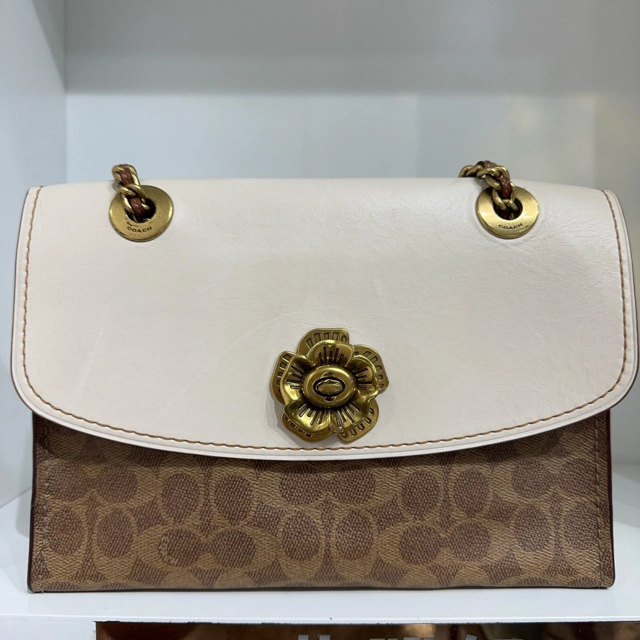 COACH Parker 26 Monogram Canvas Leather Shoulder Crossbody Handbag Women
