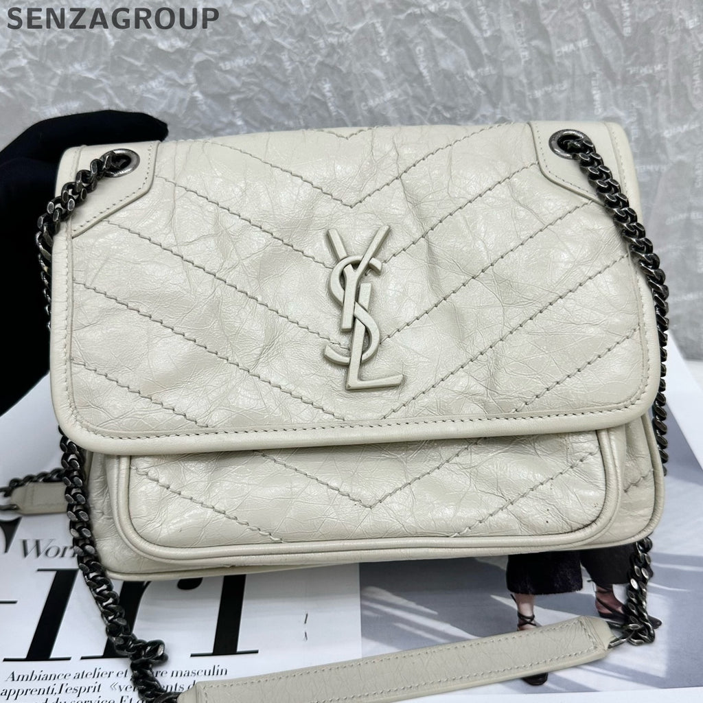 Saint Laurent Niki Baby Small Silver Chain Shoulder Crossbody Bag Classic