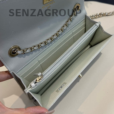 Chanel Trendy CC WOC Grey Lambskin Chain Shoulder Crossbody Bag