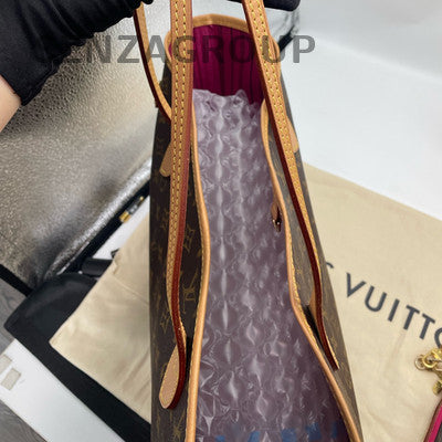 Louis Vuitton Neverfull MM Monogram Shoulder Bag Brown Gold Hardware