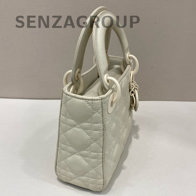 Dior Lady Dior Cannage White Bag with Silver Chain Strap - Women's Fashion