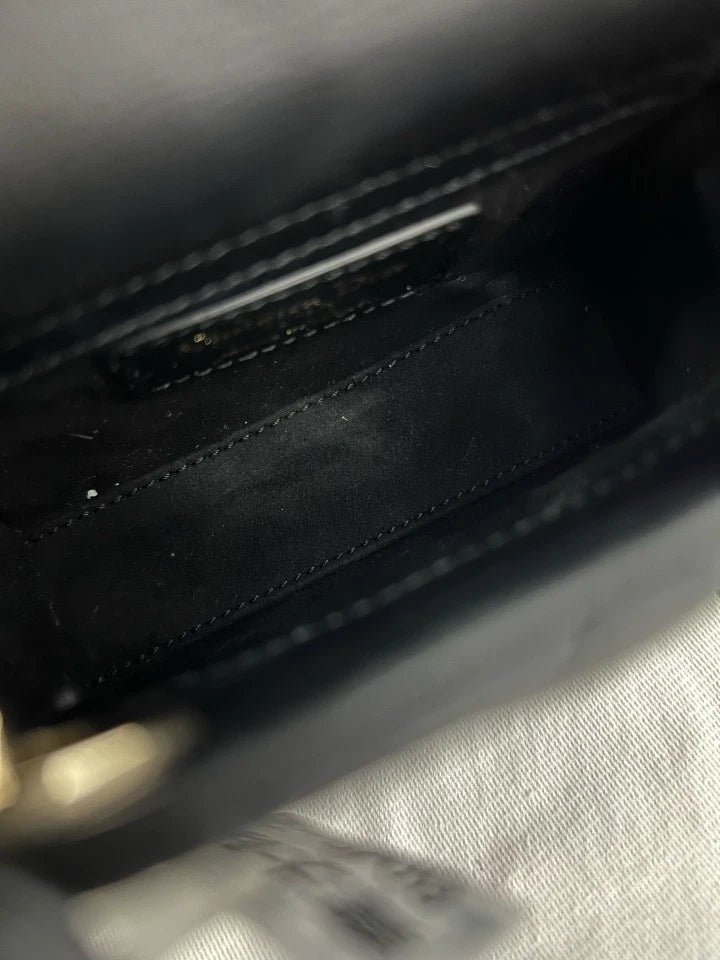 Dior Black Gold Mini Lady Dior Top Handle Bag For Women