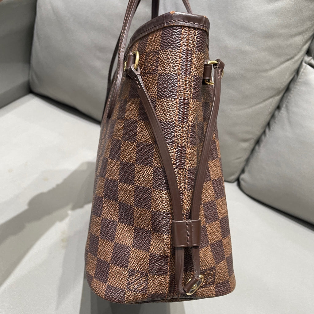 Louis Vuitton Neverfull Damier Ebene MM Brown Gold Hardware Women's Bag