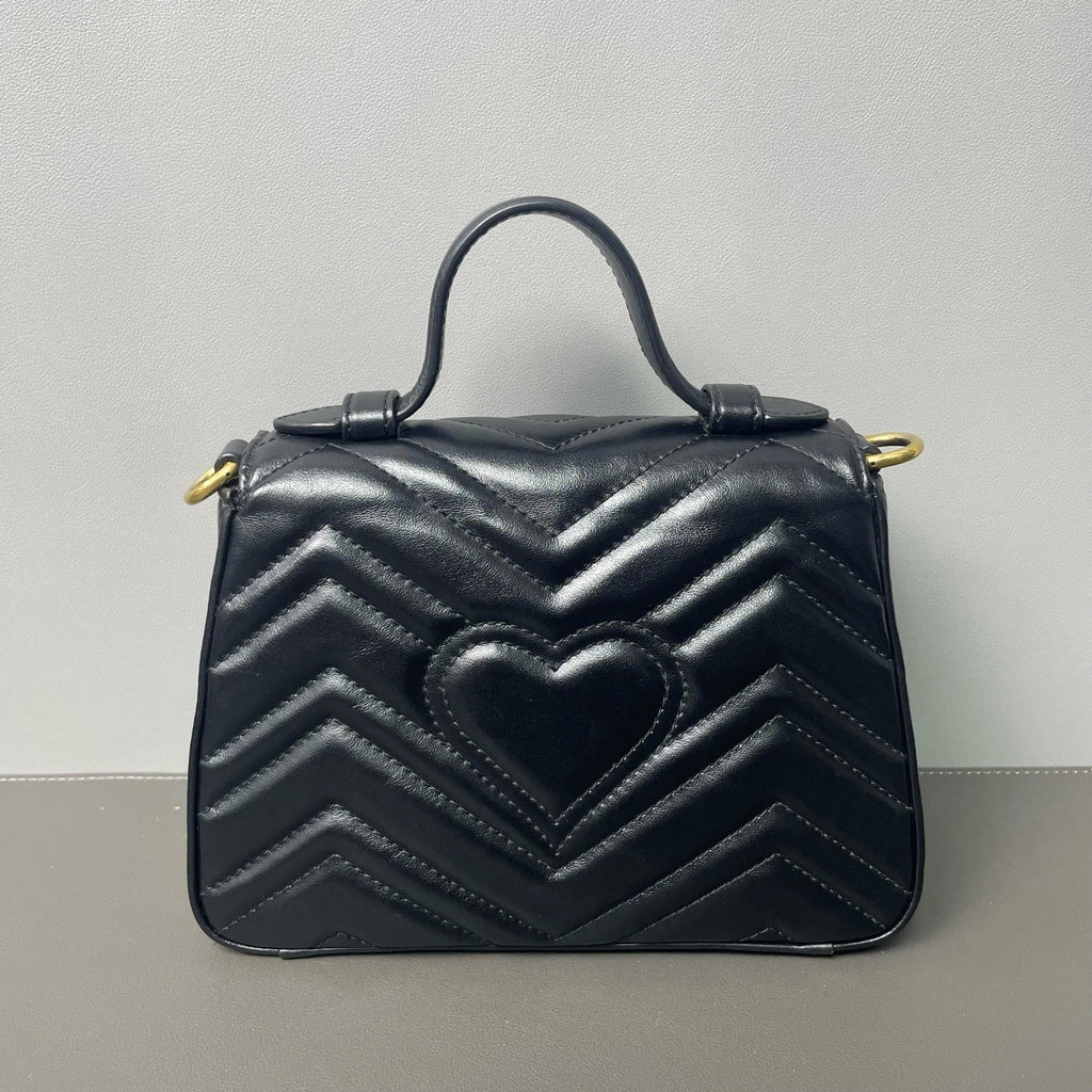 Gucci Black GG Marmont Small Quilted Shoulder Messenger Bag Women