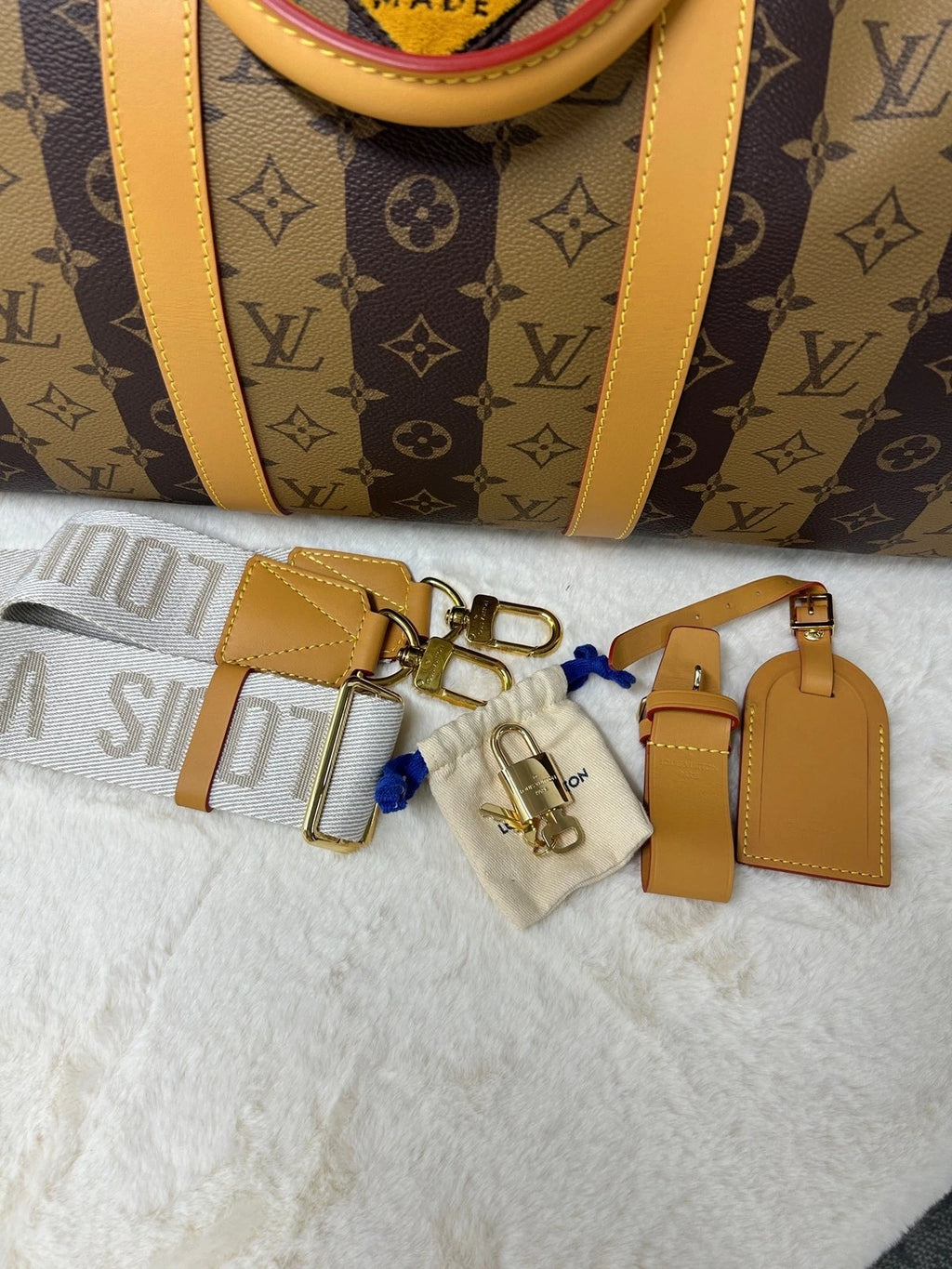Louis Vuitton x Nigo Keepall50 Canvas Travel Handbag Crossbody For Women