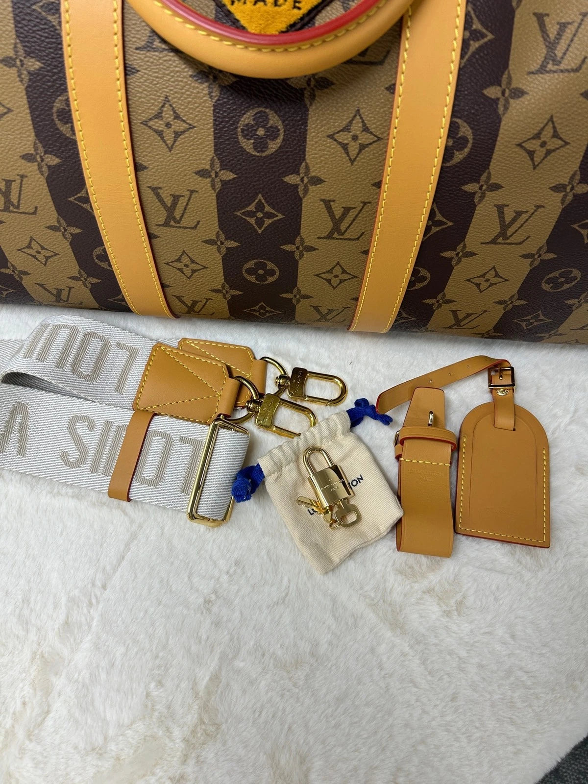 Louis Vuitton x Nigo Keepall50 Canvas Travel Handbag Crossbody For Women