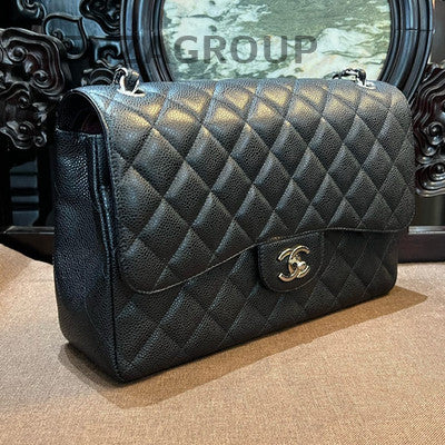Chanel Black Silver CF Jumbo Chain Shoulder Crossbody Bag