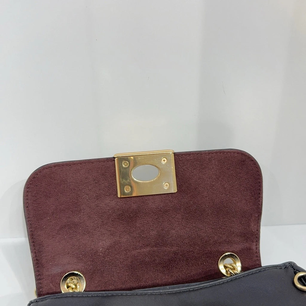 Coach Black Leather Chain Shoulder Crossbody Bag For Women