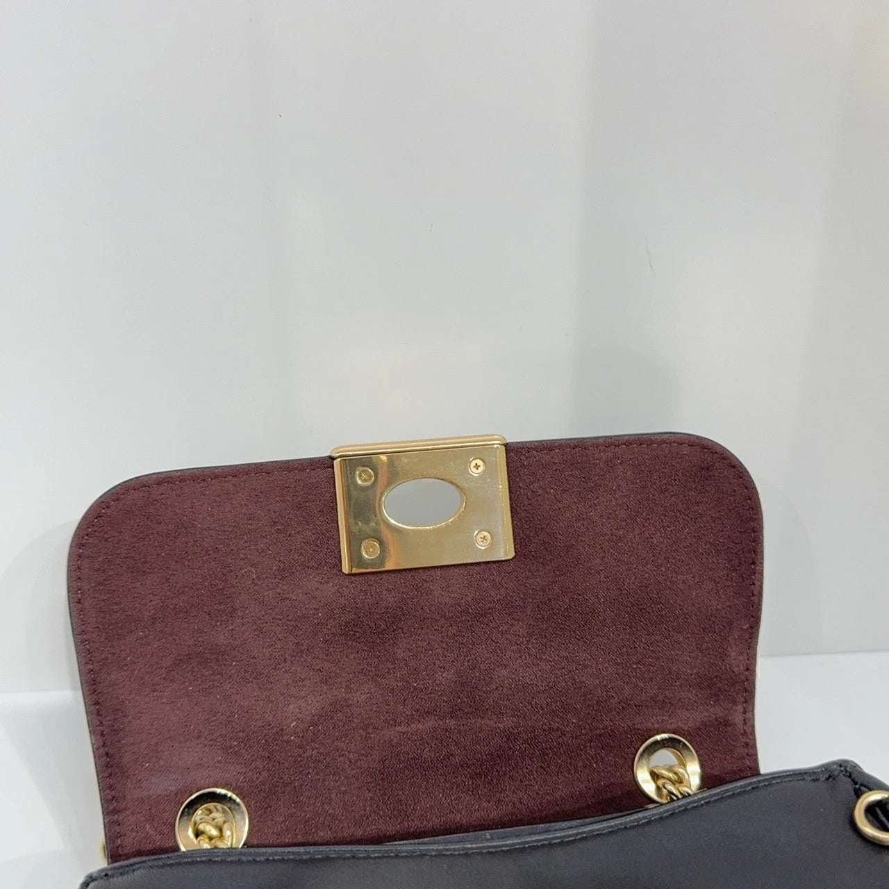 Coach Black Leather Chain Shoulder Crossbody Bag For Women