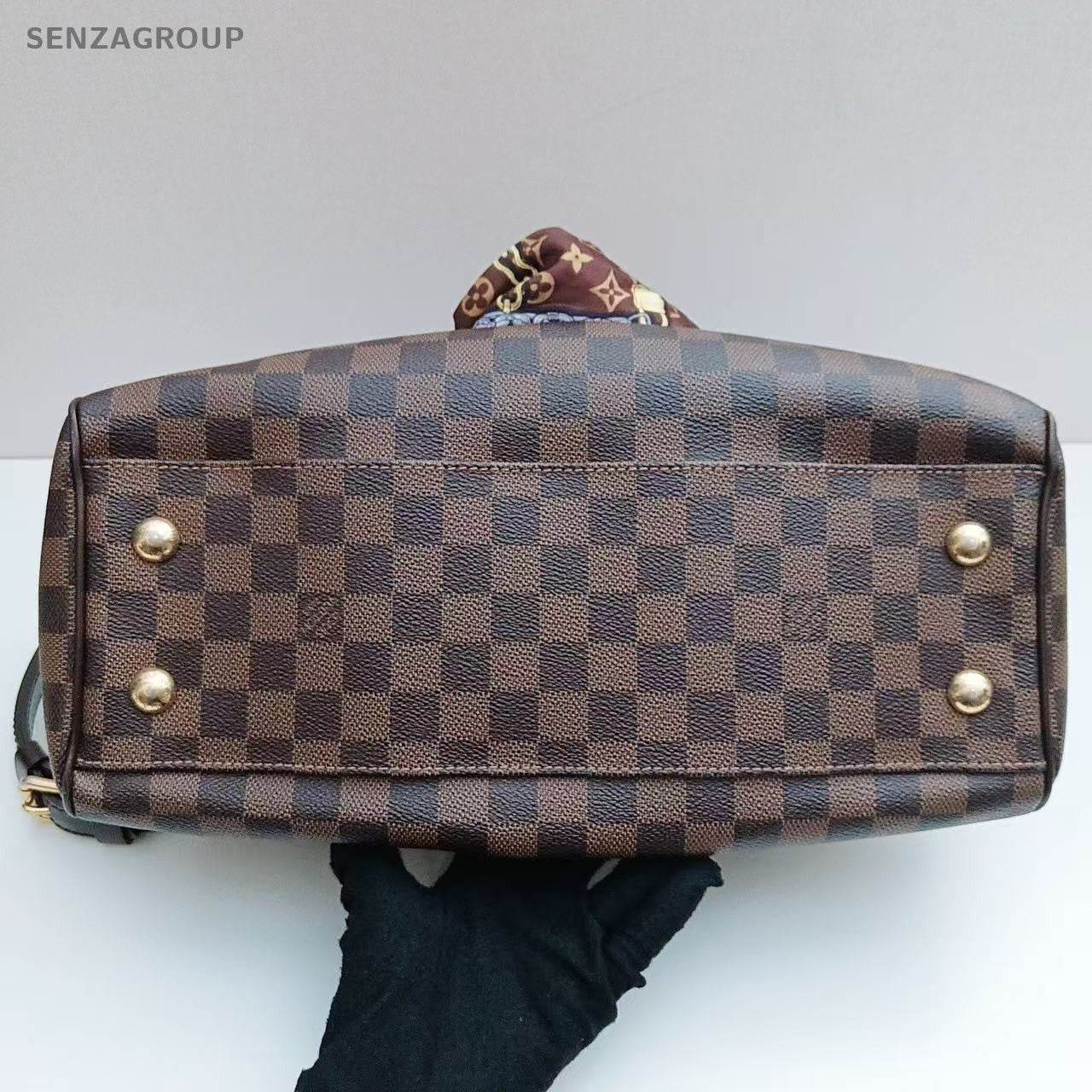 Louis Vuitton Trevi Damier Ebene Top Handle Shoulder Tote Brown Women Classic