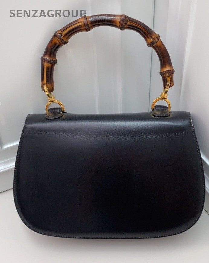 GUCCI Bamboo Top Handle Shoulder Bag Women Black