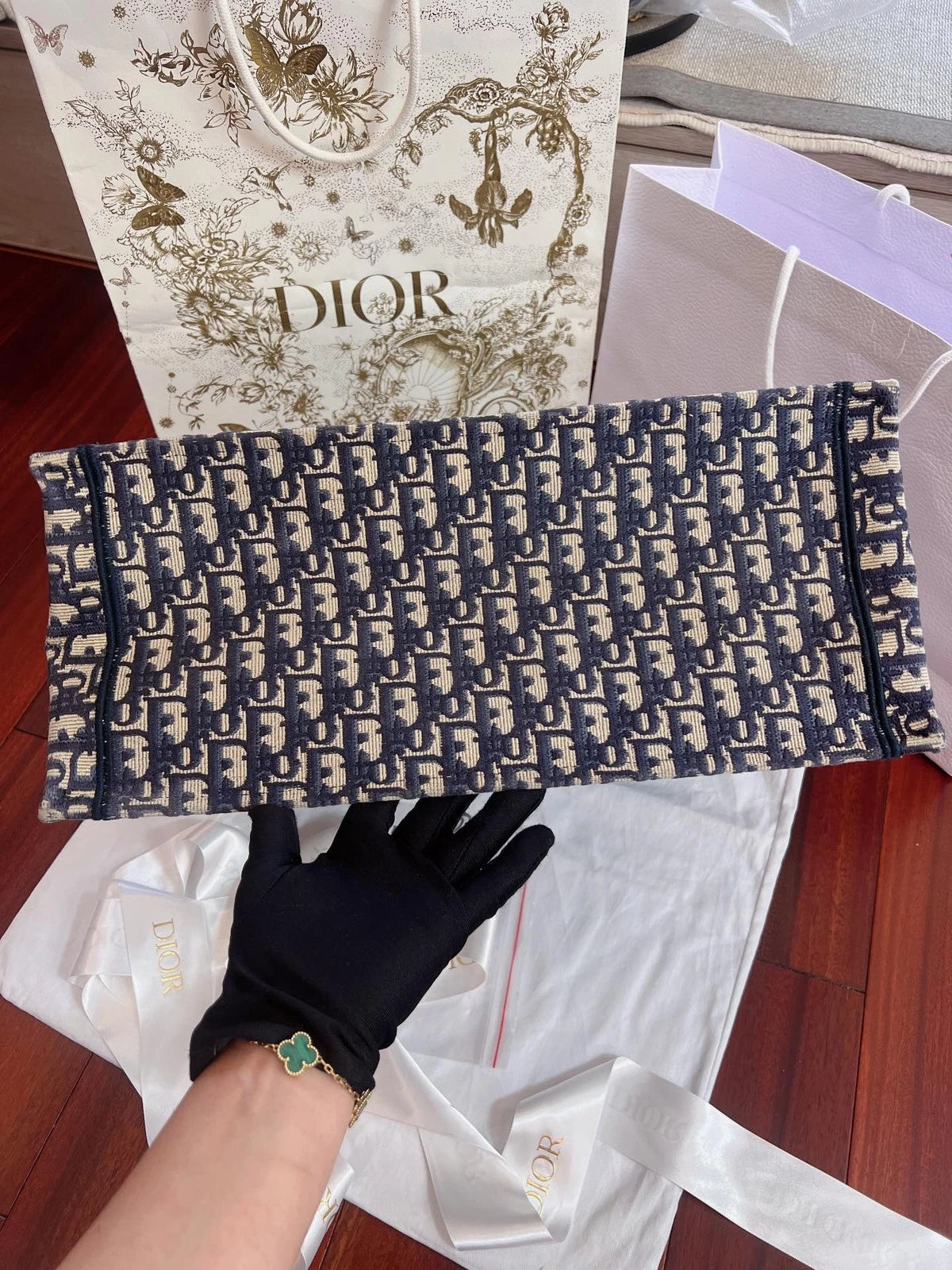 Dior Book Tote Blue Top Handle Tote Bag Excellent