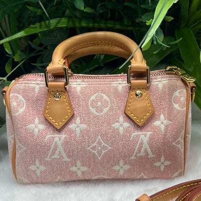 Louis Vuitton Speedy Nano Bag Pink Gold Women's Fashion Handbag Crossbody