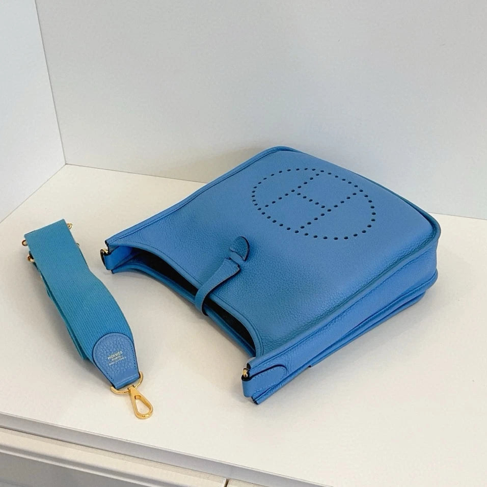 Hermes Evelyne29 Shoulder Crossbody Blue Gold Used Women Classic