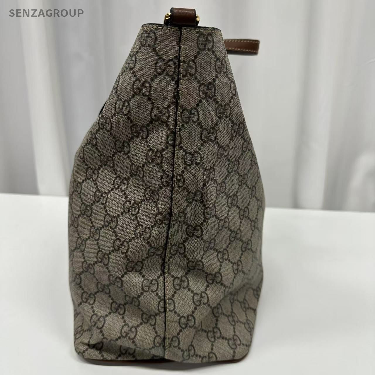 GUCCI Coated Canvas Monogram GG Handbag Shoulderbag Brown