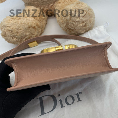 Dior Montaigne Mini Shoulder Bag Pink Gold Hardware Classic Women's Fashion