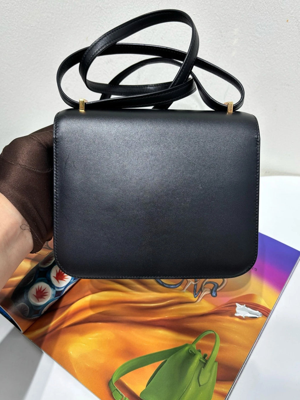 Hermes Constance 19 Black Gold Monsieur Leather Women's Shoulder Bag