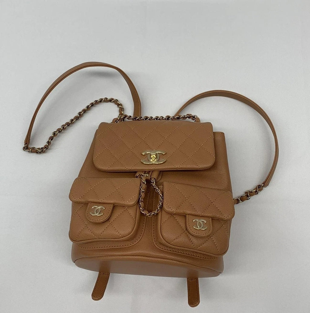 CHANEL Logo Quilted Leather Backpack For Women