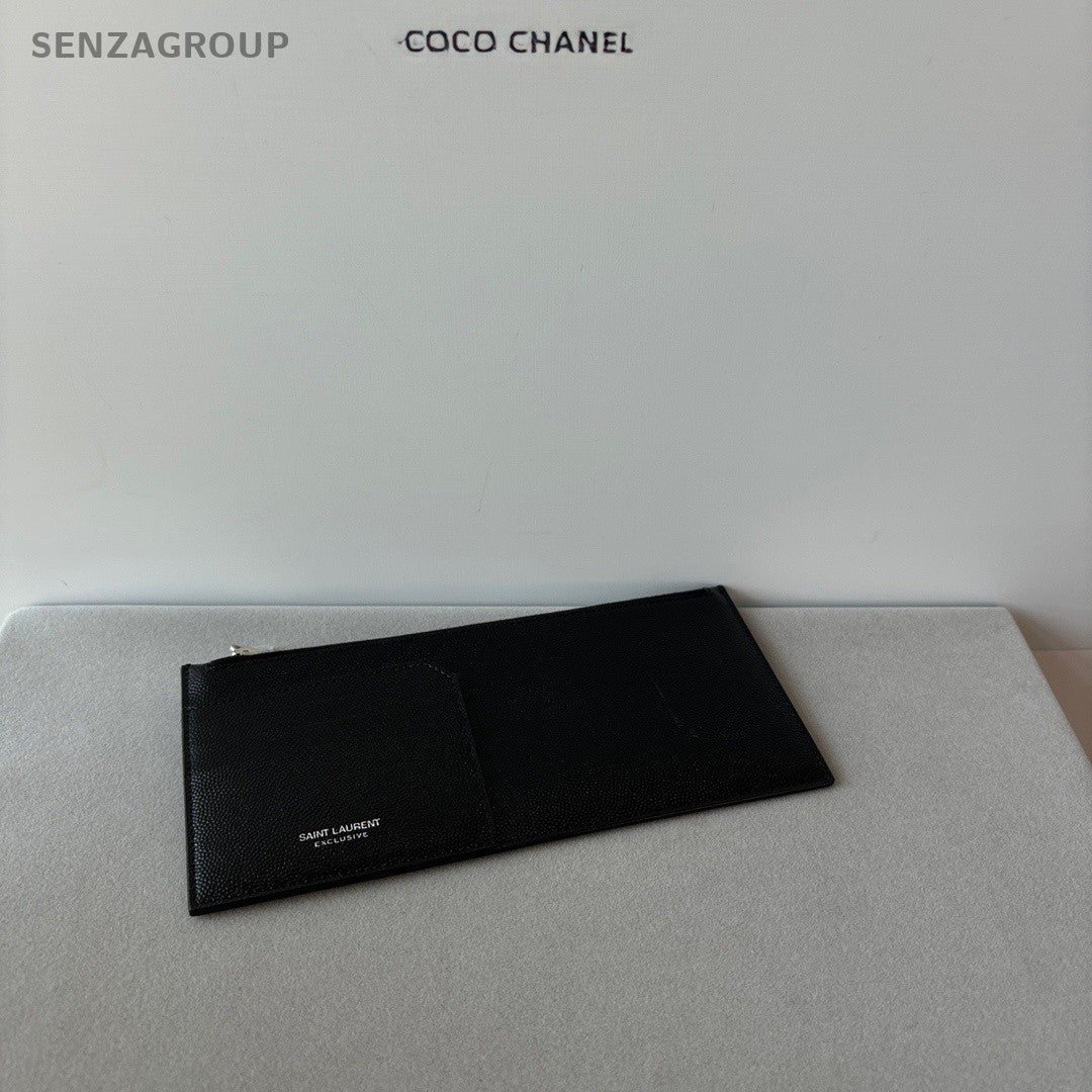 YSL Saint Laurent Leather Long Wallet Clutch Women Black Almost Brand new